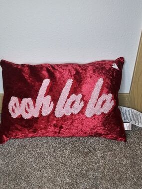 Red 'ooh la la' Velvet Holiday Accent Pillow